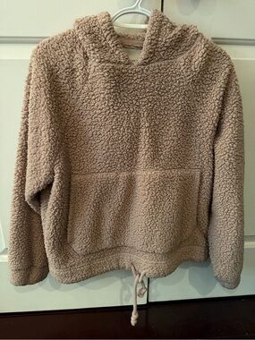 American Eagle Outfitters Taupe Sherpa Cowl Hoodie